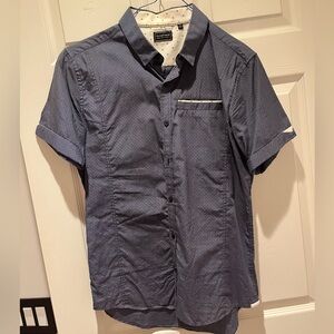 7 Diamonds Dark Blue Casual Button Down Shirt